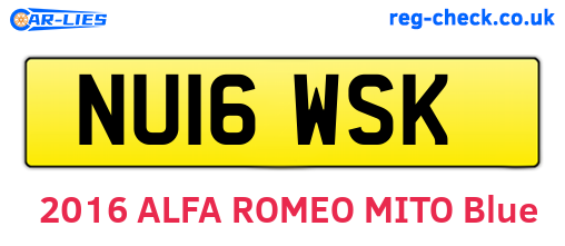 NU16WSK are the vehicle registration plates.