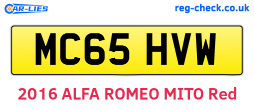 MC65HVW are the vehicle registration plates.