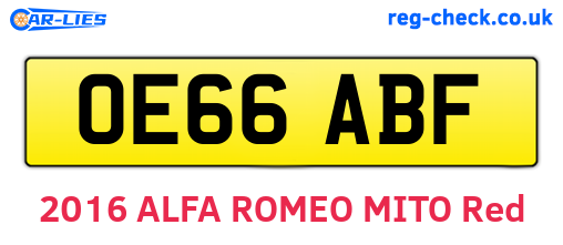 OE66ABF are the vehicle registration plates.