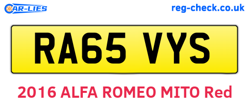 RA65VYS are the vehicle registration plates.