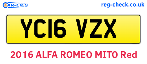 YC16VZX are the vehicle registration plates.