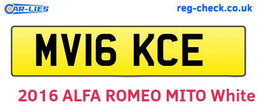 MV16KCE are the vehicle registration plates.