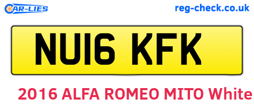 NU16KFK are the vehicle registration plates.