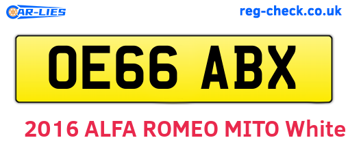 OE66ABX are the vehicle registration plates.
