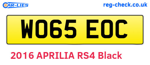 WO65EOC are the vehicle registration plates.