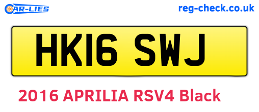 HK16SWJ are the vehicle registration plates.