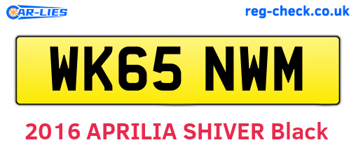 WK65NWM are the vehicle registration plates.