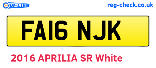 FA16NJK are the vehicle registration plates.