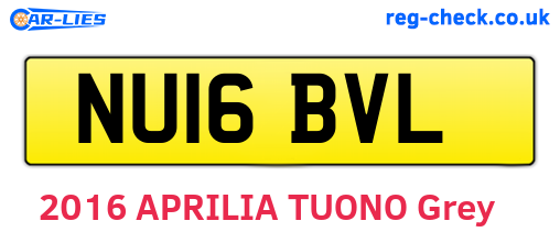 NU16BVL are the vehicle registration plates.