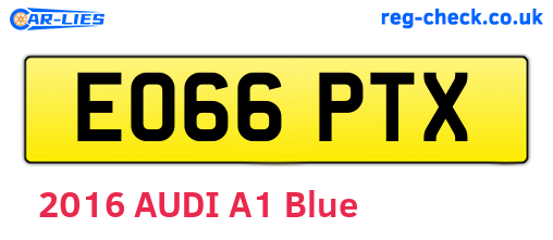 EO66PTX are the vehicle registration plates.