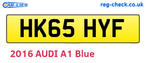 HK65HYF are the vehicle registration plates.