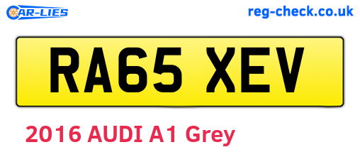 RA65XEV are the vehicle registration plates.