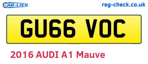 GU66VOC are the vehicle registration plates.