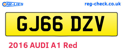 GJ66DZV are the vehicle registration plates.