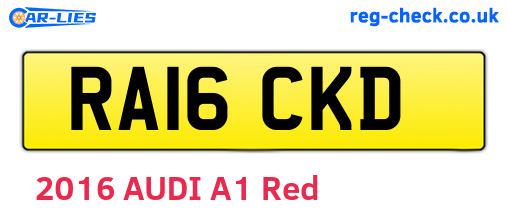RA16CKD are the vehicle registration plates.