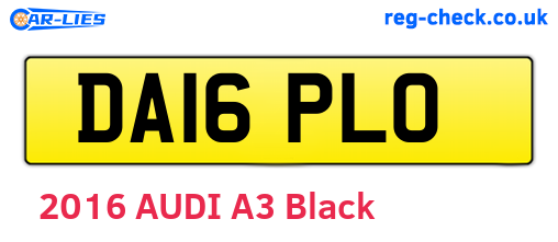 DA16PLO are the vehicle registration plates.