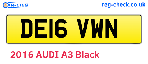 DE16VWN are the vehicle registration plates.