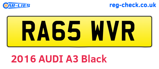 RA65WVR are the vehicle registration plates.