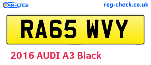 RA65WVY are the vehicle registration plates.