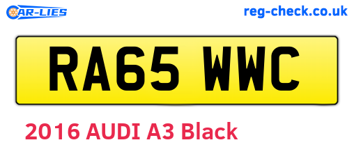RA65WWC are the vehicle registration plates.