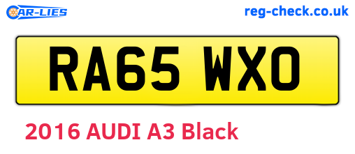 RA65WXO are the vehicle registration plates.