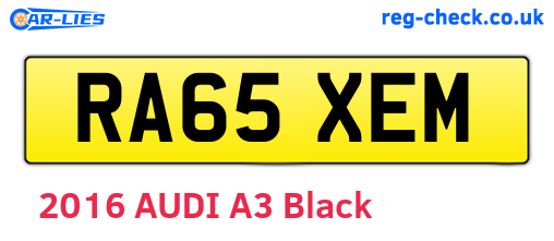 RA65XEM are the vehicle registration plates.