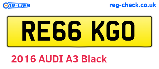 RE66KGO are the vehicle registration plates.