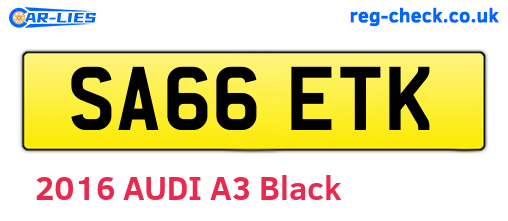 SA66ETK are the vehicle registration plates.