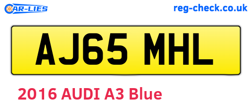 AJ65MHL are the vehicle registration plates.
