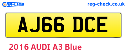 AJ66DCE are the vehicle registration plates.