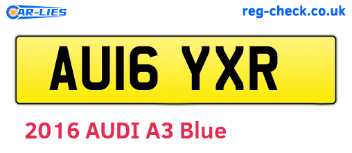 AU16YXR are the vehicle registration plates.