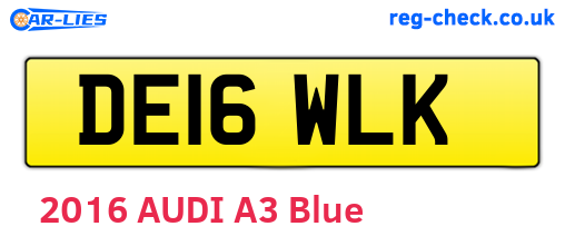 DE16WLK are the vehicle registration plates.