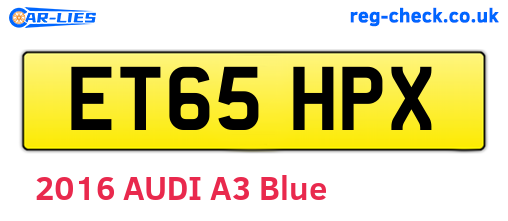 ET65HPX are the vehicle registration plates.