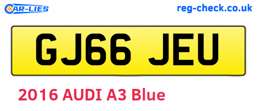 GJ66JEU are the vehicle registration plates.