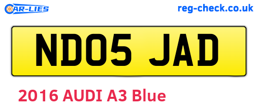 ND05JAD are the vehicle registration plates.