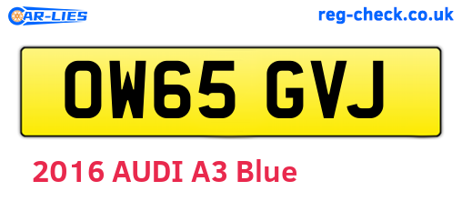 OW65GVJ are the vehicle registration plates.