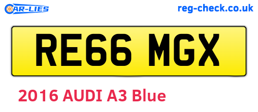 RE66MGX are the vehicle registration plates.