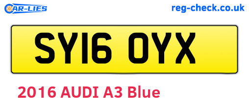 SY16OYX are the vehicle registration plates.