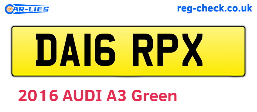 DA16RPX are the vehicle registration plates.