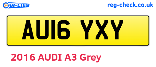AU16YXY are the vehicle registration plates.