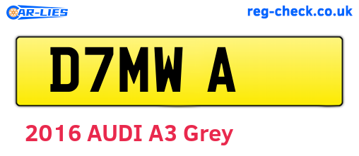D7MWA are the vehicle registration plates.