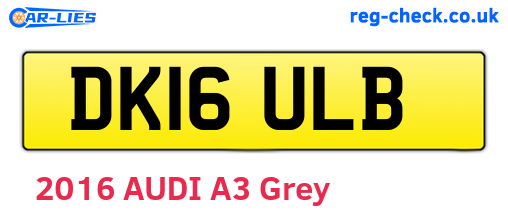 DK16ULB are the vehicle registration plates.