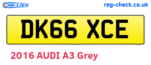 DK66XCE are the vehicle registration plates.