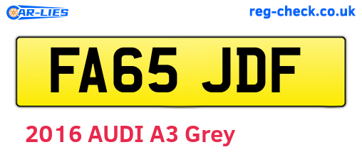 FA65JDF are the vehicle registration plates.