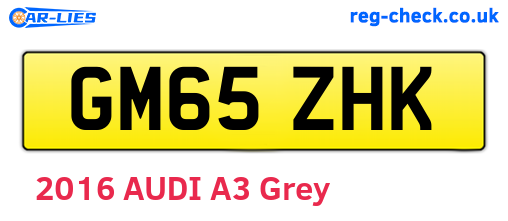 GM65ZHK are the vehicle registration plates.