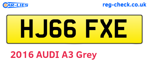 HJ66FXE are the vehicle registration plates.