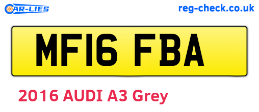 MF16FBA are the vehicle registration plates.