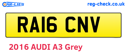 RA16CNV are the vehicle registration plates.