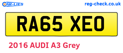 RA65XEO are the vehicle registration plates.