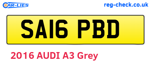 SA16PBD are the vehicle registration plates.